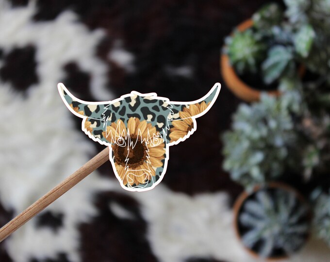 Cowhide Sticker Sunflower Cowhide Heart Sticker Vinyl Decal Cow Print Floral - Etsy