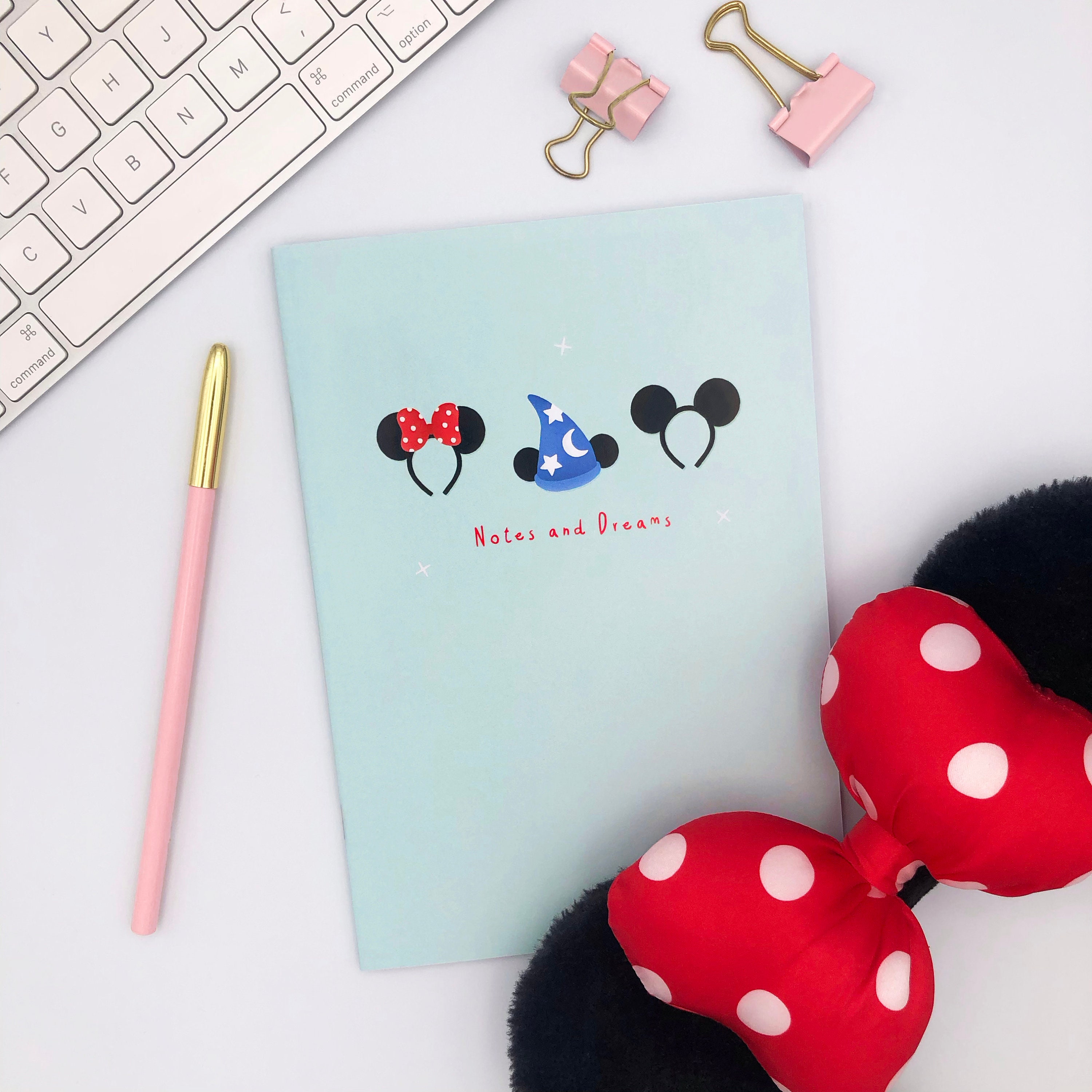 Mint Blue Notebook 'Notes and Dreams' Mouse Headwear | Design…
