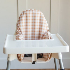 Yellow Gingham Cushion Cover for the IKEA Antilop Highchair - Summer Wipeable IKEA Antilop Cushion Cover with Inflatable Cushion Insert