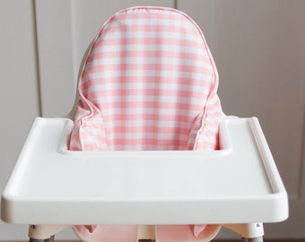 Pink Gingham Cushion Cover for the IKEA Antilop Highchair - Summer Wipeable IKEA Antilop Cushion Cover with Inflatable Cushion Insert - Girl