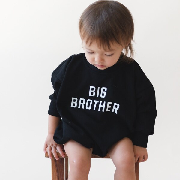 BIG BROTHER Graphic Oversized Sweatshirt Romper - Bubble Romper - Baby Boy Clothes - Big Bro Sweatshirt Shirt Outfit Pregnancy Announcement