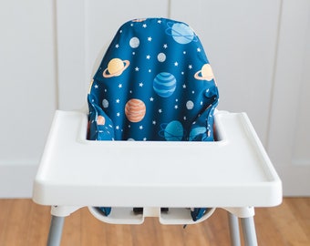 Space Cushion Cover for the IKEA Antilop Highchair - Planets Wipeable IKEA Antilop Cushion Cover with Inflatable Cushion Insert