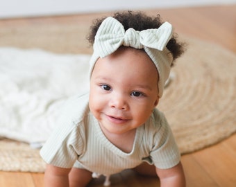 Ribbed Baby Headband - Baby Girl Bow Headband - Baby Girl Headband