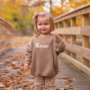 Custom Embroidered Oversized Chunky Knit Sweater Babies & Toddlers - Name Sweater - Baby Sweater - Baby Girl Clothes - Neutral Outfit