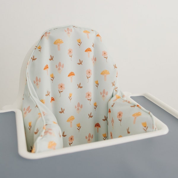 Floral Mushroom Print Cushion Cover for the IKEA Antilop Highchair - Wipeable IKEA Antilop Cushion Cover with Inflatable Cushion Insert Fall