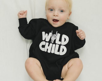 WILD CHILD Scheletro Felpa oversize Pagliaccetto - Pagliaccetto a bolle per neonato - Completo per neonato - Pagliaccetto grafico per bambino - Abbigliamento per neonato