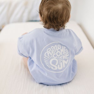 Here Comes the Sun Oversized T-Shirt Romper - Baby Bubble Romper - Baby Girl Outfit - Baby Boy Summer Clothes - Beach Summer Shirt Tee