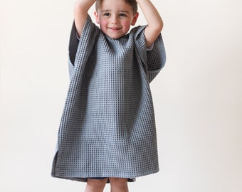 Organic Cotton Kids Waffle Beach Towel Poncho - Hooded Beach Towel - Bath Towel - Kids Toddler Neutral - Boy - Girl - Beach Poncho