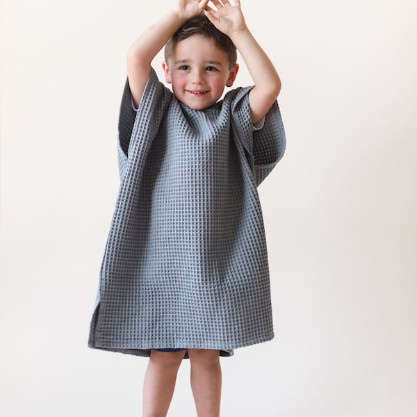 Organic Cotton Kids Waffle Beach Towel Poncho - Hooded Beach Towel - Bath Towel - Kids Toddler Neutral - Boy - Girl - Beach Poncho