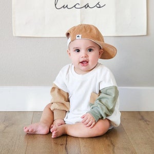 Colorblock Baby Oversized Sweatshirt Romper - Neutral Sweatshirt Bubble Romper - Baby Boy Bubble Romper Outfit - Baby Girl Clothes