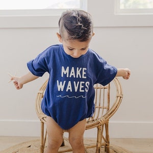 Make Waves Oversized T-Shirt Romper - Baby Boy Bubble Romper - Baby Boy Outfit - Baby Boy Summer Clothes - Beach Surf Sun Summer Shirt Tee