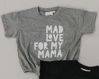 Mad Love for My Mama Oversized T-Shirt Romper - Baby Boy Bubble Romper - Baby Boy Outfit - Shirt Top Mom