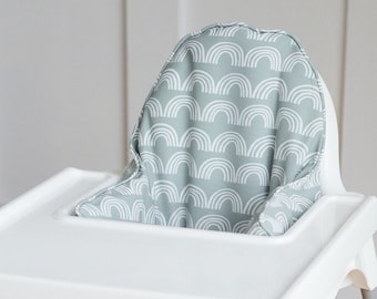 Sage Green Rainbow Cushion Cover for the IKEA Antilop Highchair - Wipeable IKEA Antilop Cushion Cover with Inflatable Cushion Insert