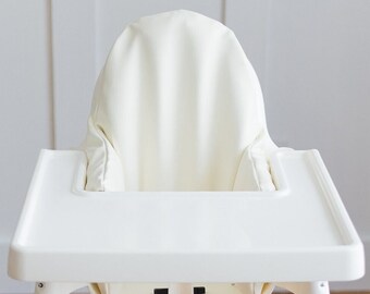 Off-White Wipeable Vegan Leather Cushion Cover for the IKEA Antilop Highchair - Neutral IKEA Antilop Cushion Cover Inflatable Insert - PU