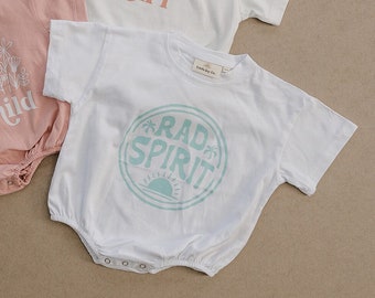 RAD SPIRIT Oversized T-Shirt Romper - Baby Boy Bubble Romper - Baby Girl Outfit - Baby Boy Summer Clothes - Beach Surf Sun Summer Shirt