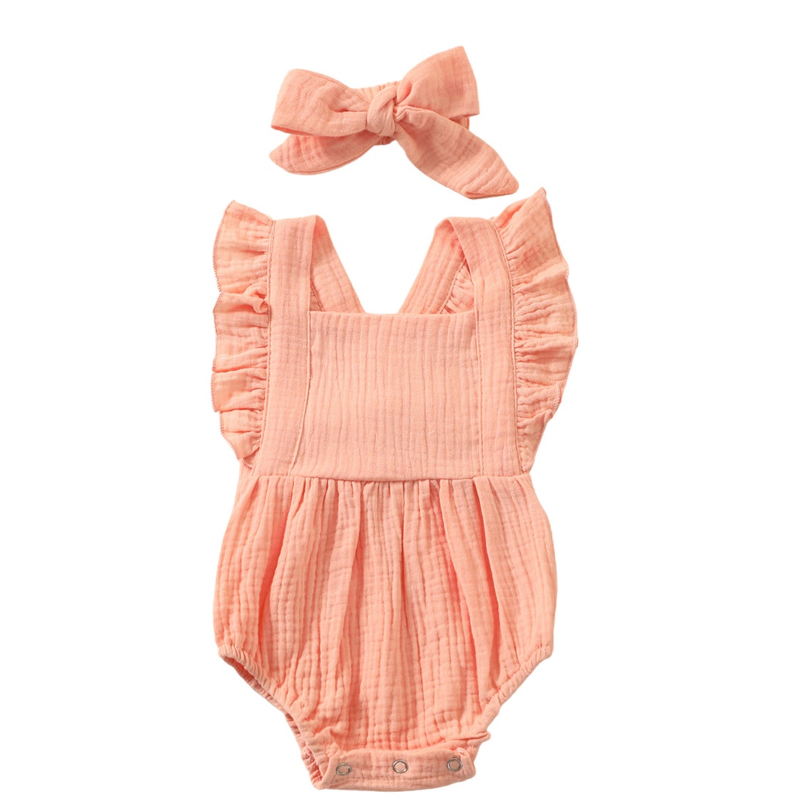 Baby Girl Muslin Romper Outfit Flutter Romper Baby Girl Etsy