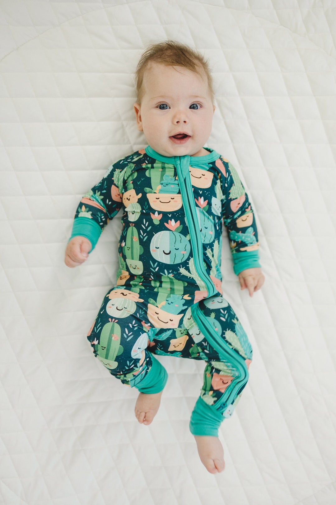Cactus Cuties Bamboo Zippy Romper Bamboo Pajamas Boy Girl Neutral