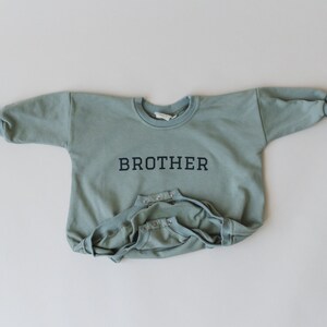 BROTHER Graphic Oversized Sweatshirt Romper Baby Bubble Romper Sweatshirt Bubble Romper Baby Boy Clothes Big Brother Little Brother image 2