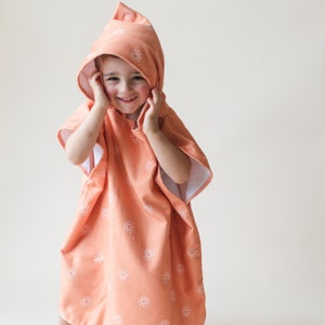 Orange Sun Kids Beach Towel Poncho Baby Toddler Girl Boy Neutral Hooded Beach Towel Microfiber Bath Towel image 1