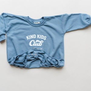 KIND KIDS CLUB Oversized Sweatshirt Romper Baby Boy Bubble Romper Baby Girl Outfit Graphic Romper Neutral Baby Clothes Toddler image 2