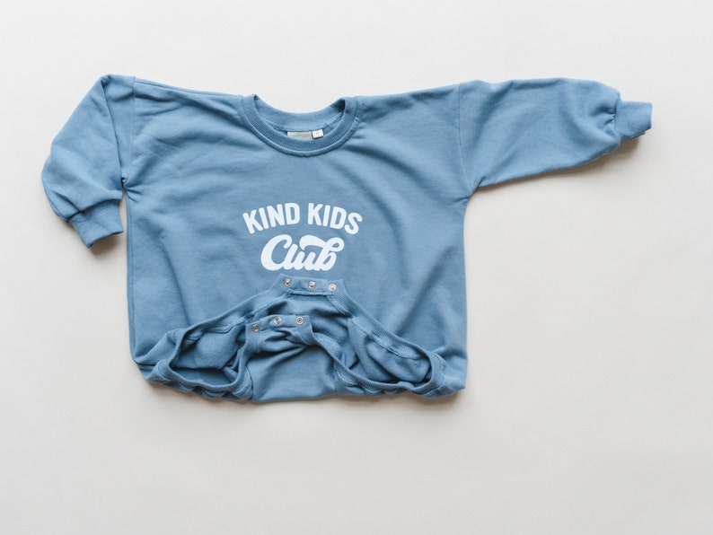 KIND KIDS CLUB Oversized Sweatshirt Romper Baby Boy Bubble Romper Baby Girl Outfit Graphic Romper Neutral Baby Clothes Toddler image 2
