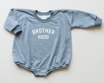 BROTHER HOOD Oversized Sweatshirt Romper - Brother Hood - Sweatshirt Bubble Romper - Baby Boy Clothes Outfit - Big Brother Little Brother