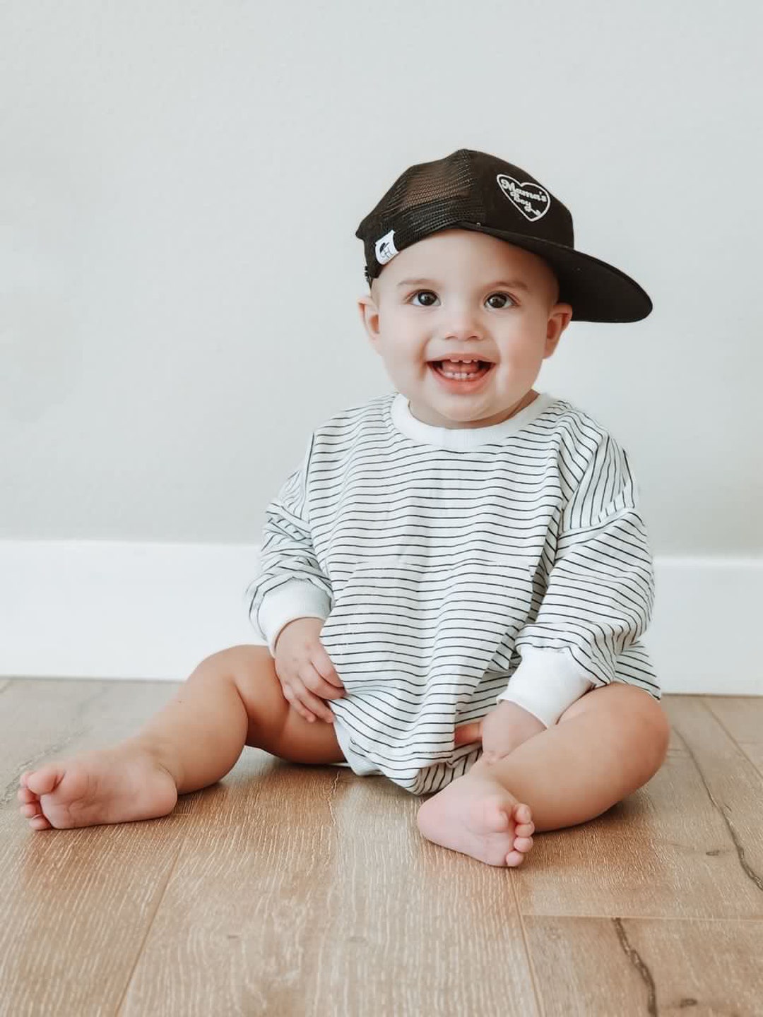 Striped Baby Oversized Sweatshirt Romper White With Black Etsy