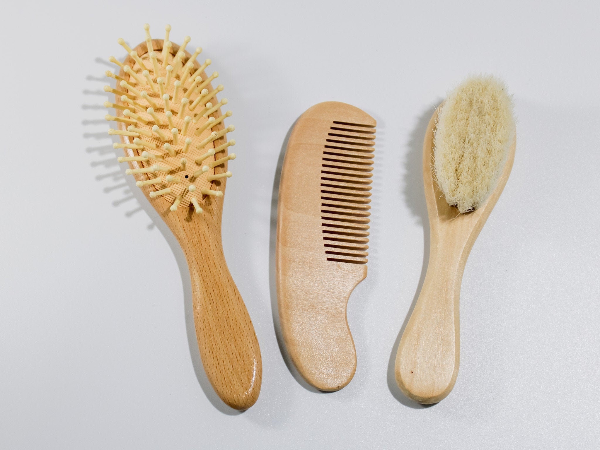 Wooden Baby Brush & Comb Set 3pc Wooden Brush Set Baby Etsy