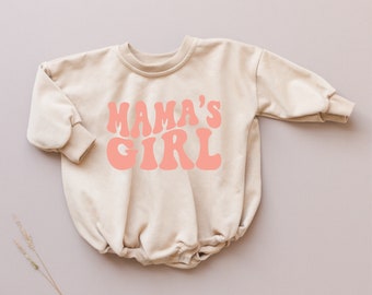 MAMA'S MEISJE Oversized Sweatshirt Romper - Baby Girl Bubble Romper - Baby Girl Outfit - Moederdag Outfit Shirt - Retro Groovy Dochter