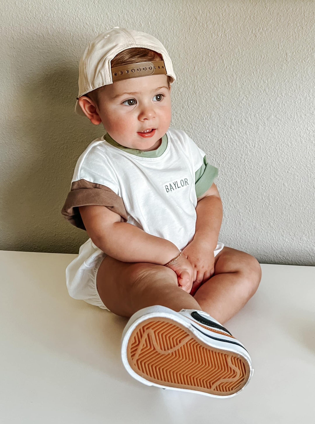 Custom Name Embroidered Baby Oversized Tshirt Romper Shortsleeved