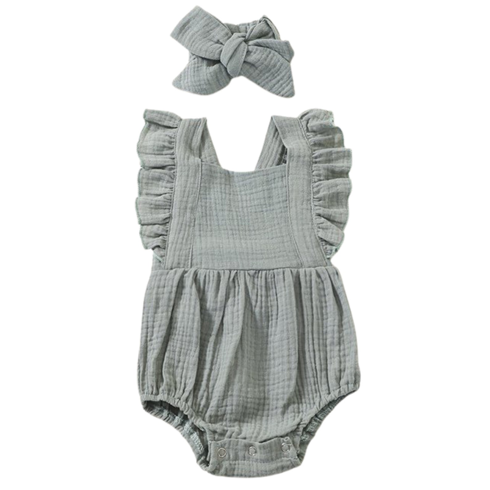 Baby Girl Muslin Romper Outfit Flutter Romper Baby Girl Etsy