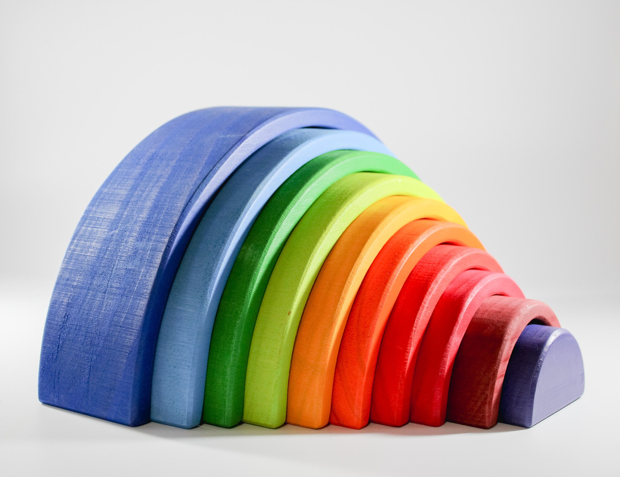 10 Piece Large Wooden Rainbow Stacker XL Stacking Toy Etsy