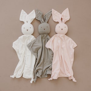 Bamboo Bunny Lovey - Bamboo Lovey - Security Blanket - Animal - Rabbit - Off-White Cream Green Blush Pink - Boy Girl Neutral - Baby Easter