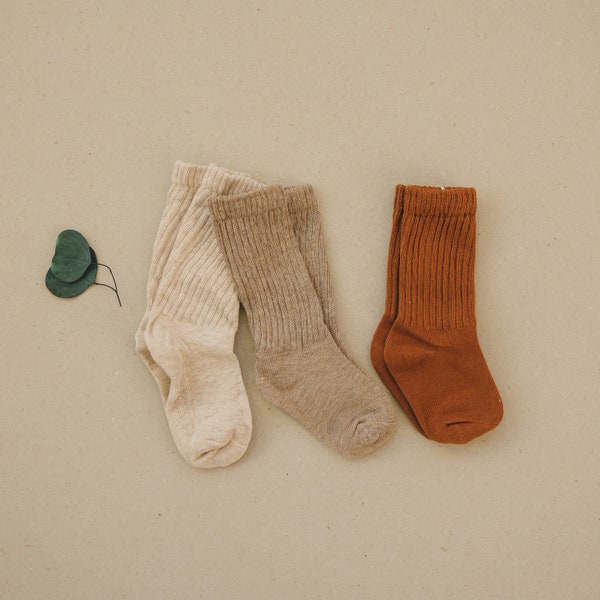 Slouchy Baby & Toddler Socks - Cotton Slouch Socks - Neutral Toddler Socks - Scrunch Socks - Scrunch Cotton Socks for Boys or Girls
