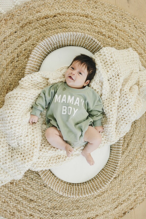 MAMA S BOY Oversized Sweatshirt Romper Baby Boy Bubble Romper Baby