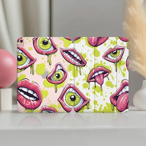 Zombie lippen 2022 iPad Pro case Halloween patroon iPad 10,9 case 9,7 12,9 iPad Smart Case iPad 11 case stand 3 4 5 2 Air cover 10.2 Horror 6