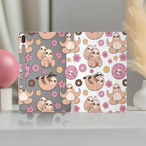 Süße Faultier Hülle für Samsung Galaxy Tab S9 Ultra Tablet S10 FE Plus S11 + S4 S3 S2G 10 Zoll A11 S7 Summer Donut Cover S6 lite 5 A7 10,4"S8 2022."