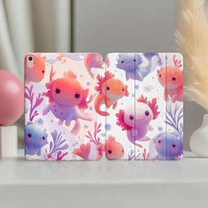 Pastel Axolotls iPad 10.2 case stand iPad Pro 10.5 inch 10.9 Air 2022 cover Ocean animals iPad 5 Mini sea clear iPad cover Pro 12.9 smart 11