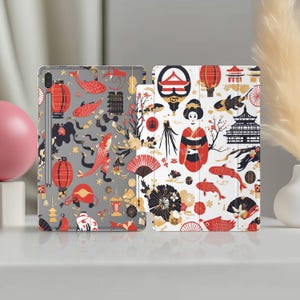 Kokeshi Puppe passend für Galaxy Tab A8 10.5 japanische Tablet Tasche Samsung S7 fe Cover A 10.1 S4 Fall Muster S8 S6 Stand Traditionelle Maske A7 lite S9