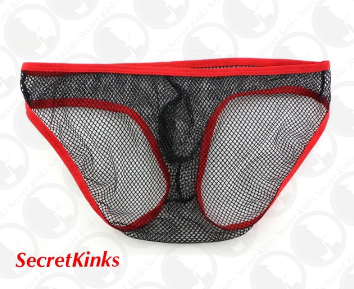 Mens mesh sexy black/red underwear briefs Etsy