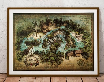 Jungle cruise poster | jungle cruise map poster | Jungle navigation  cruise poster | disneyland poster