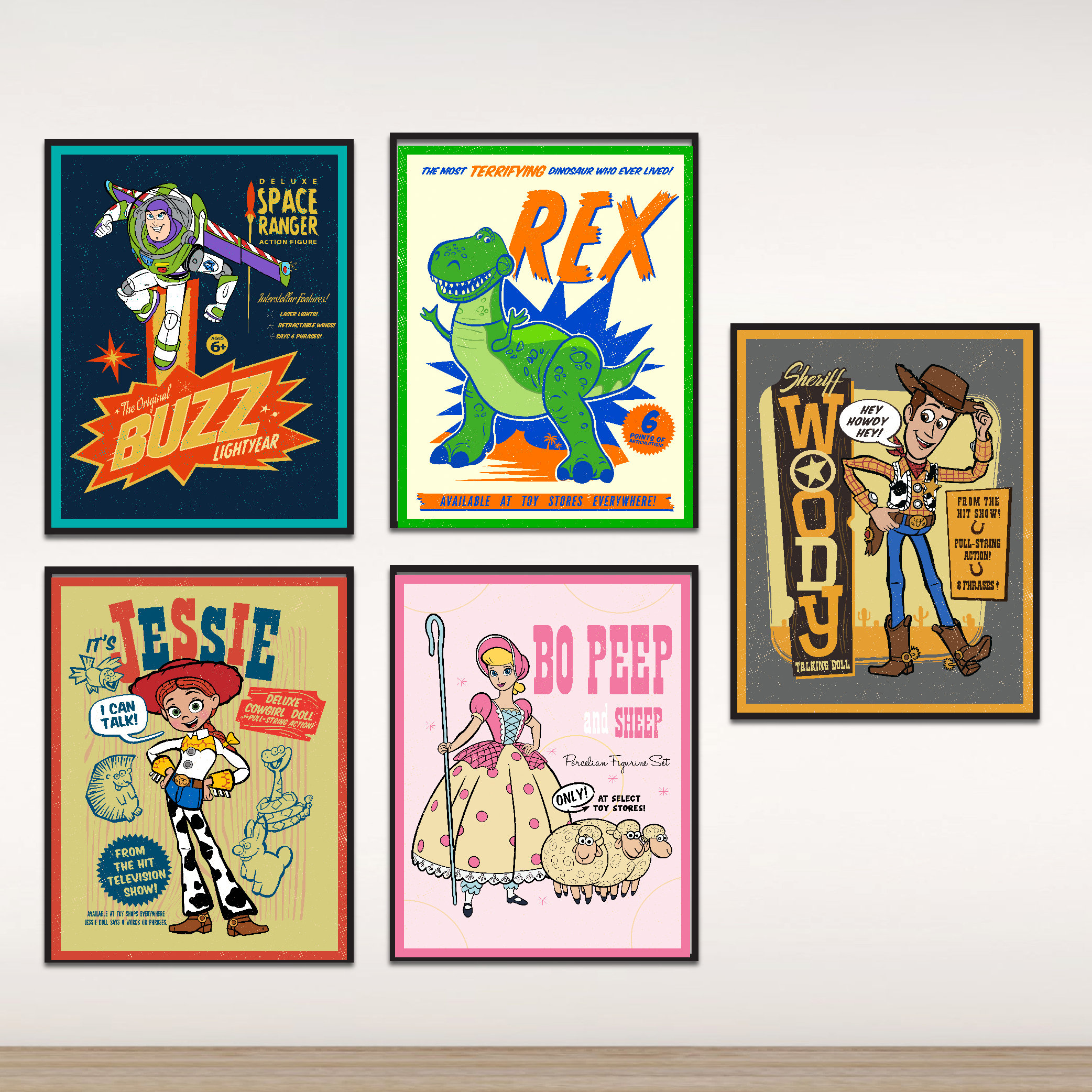 Toy Story Posters | Set of 5 | Woody, Buzz, Rex, Bo Beep, Jesse - Etsy