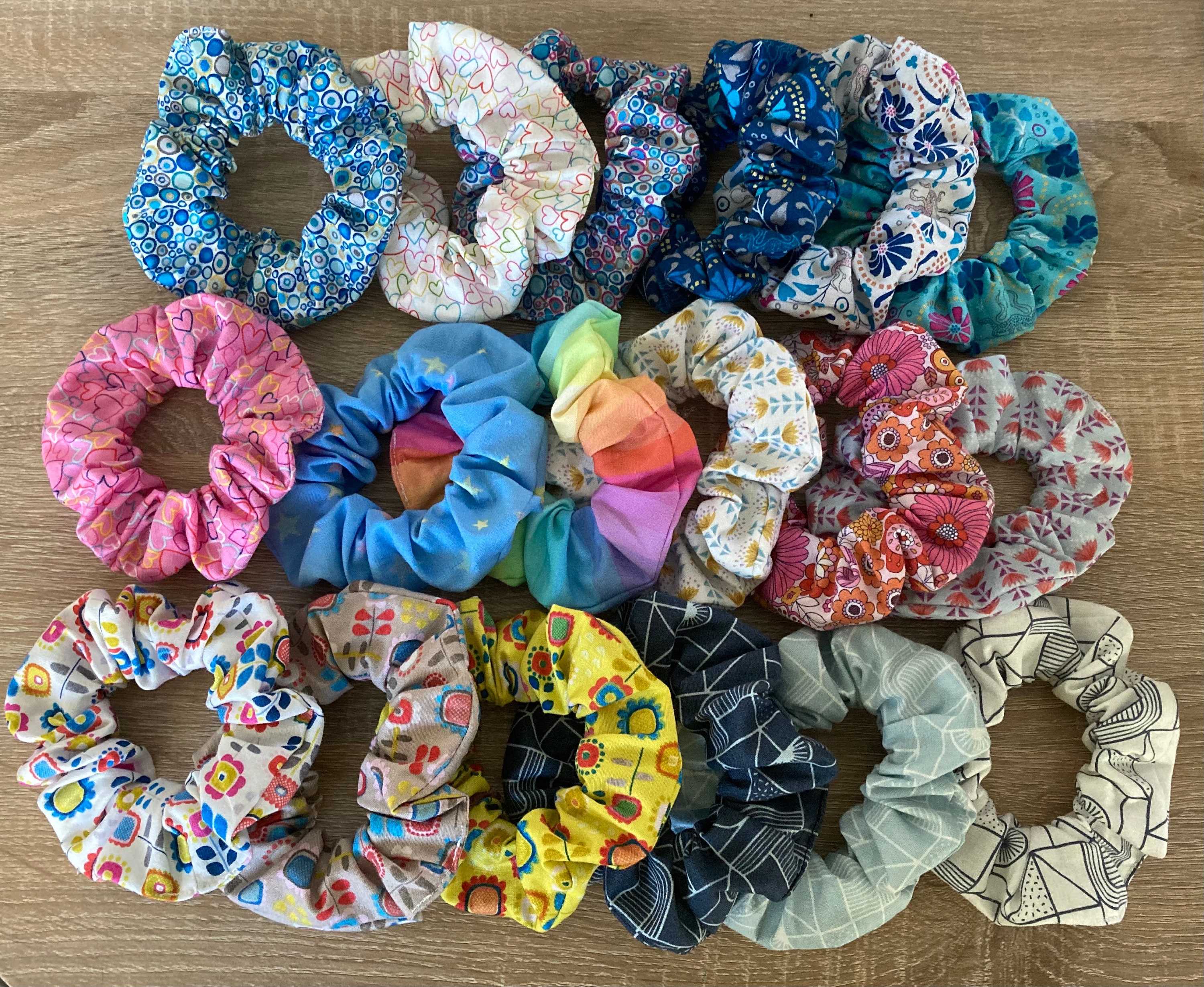 Set of 3 100 Cotton Hair Scrunchies Etsy