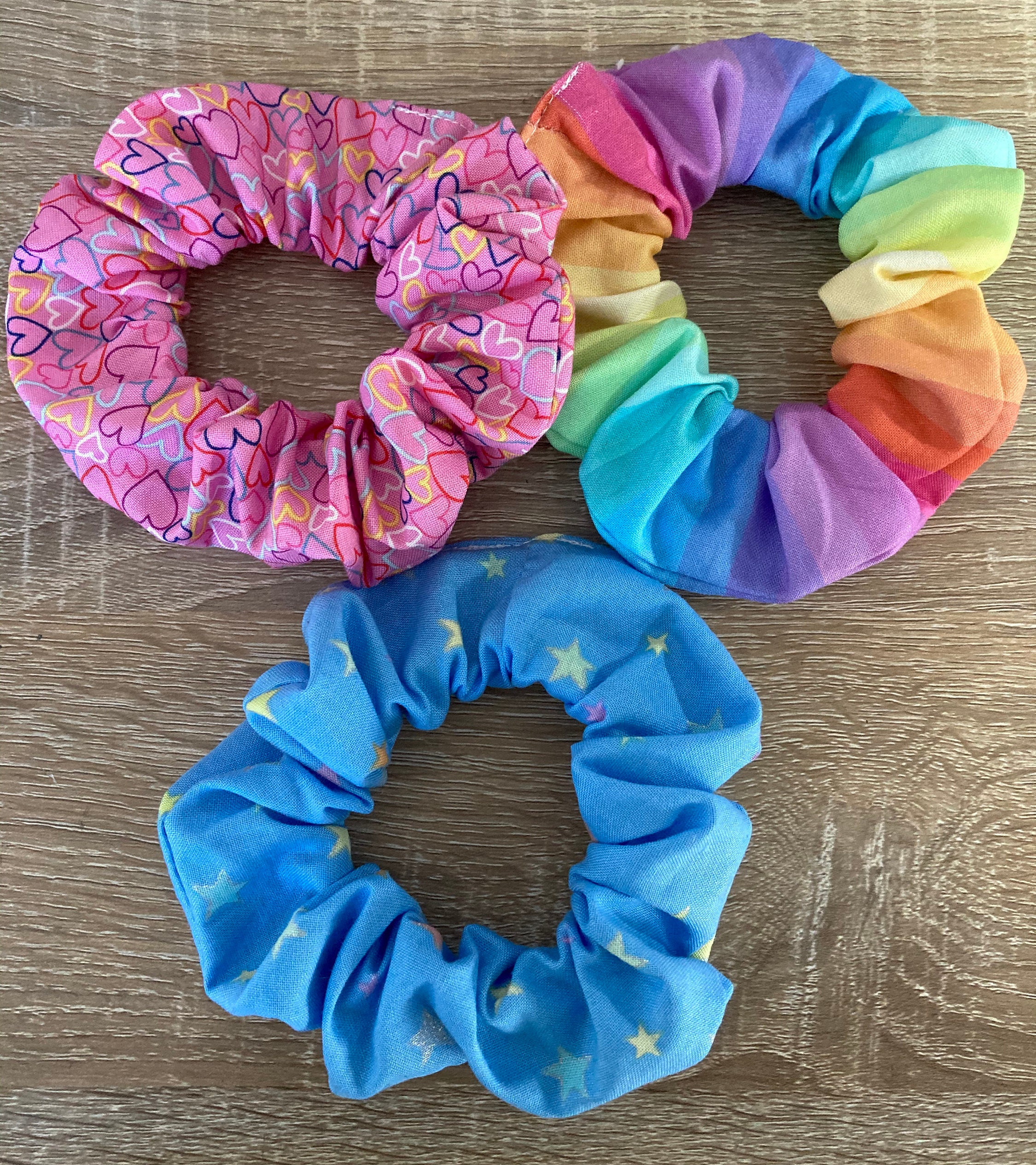Set of 3 100 Cotton Hair Scrunchies Etsy