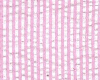 100% algodón rosa gran raya Seersucker tela 57/58"