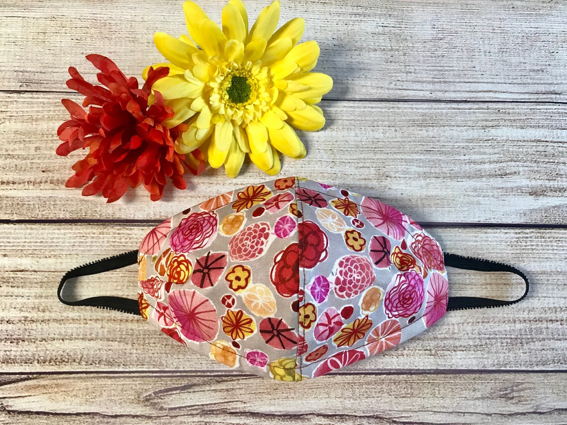 3 layer cotton floral face masks 100 cotton face masks Etsy