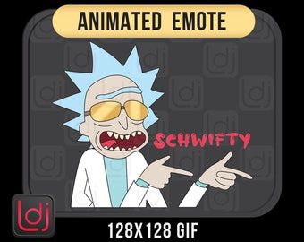 Get Schwifty with Rick's Cool Animated Emote for Twitch and Discord Channels | 128x128 GIF with Transparent Background, Instant Download