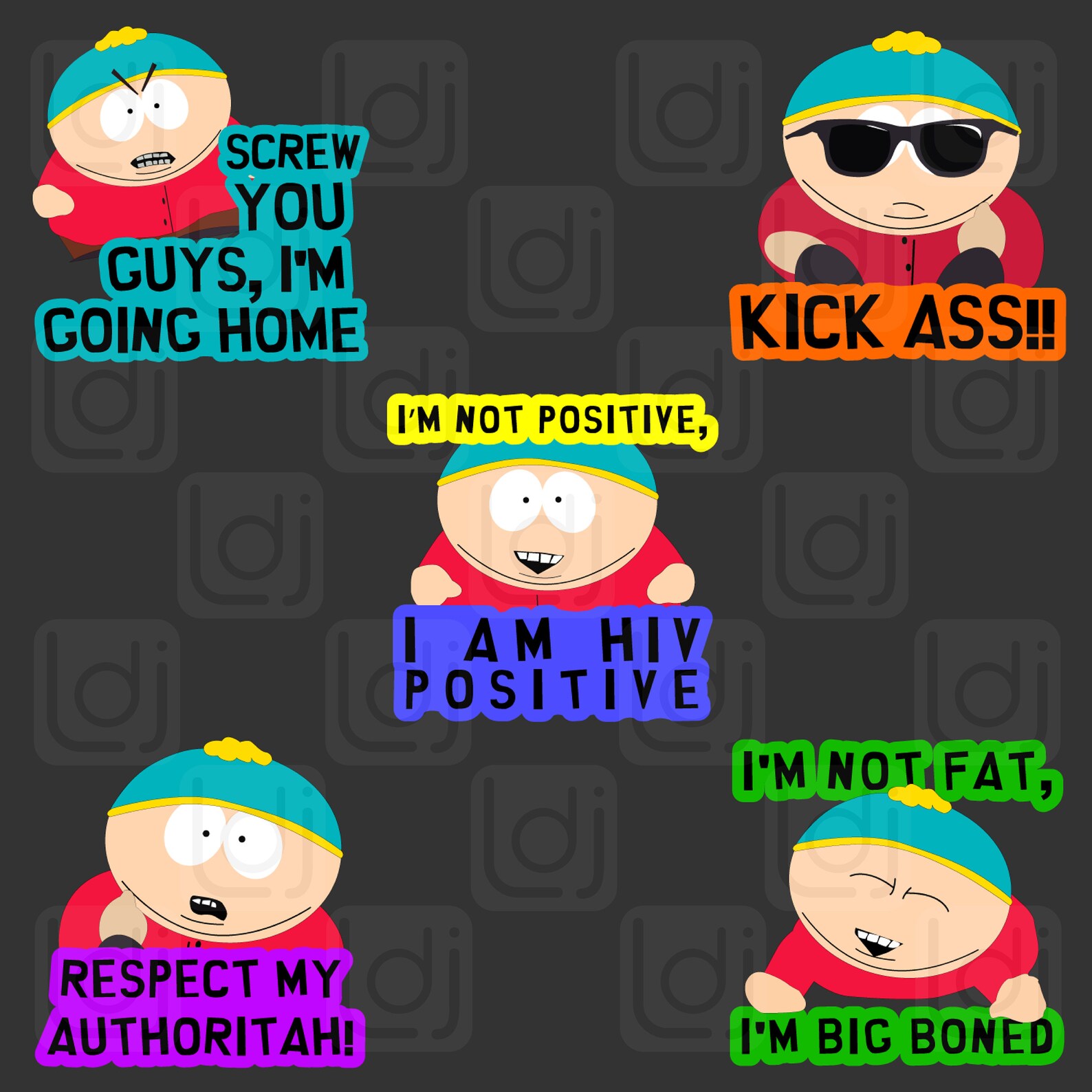 Awesome South Park Eric Cartman Emotes / Badges for Streaming Twitch