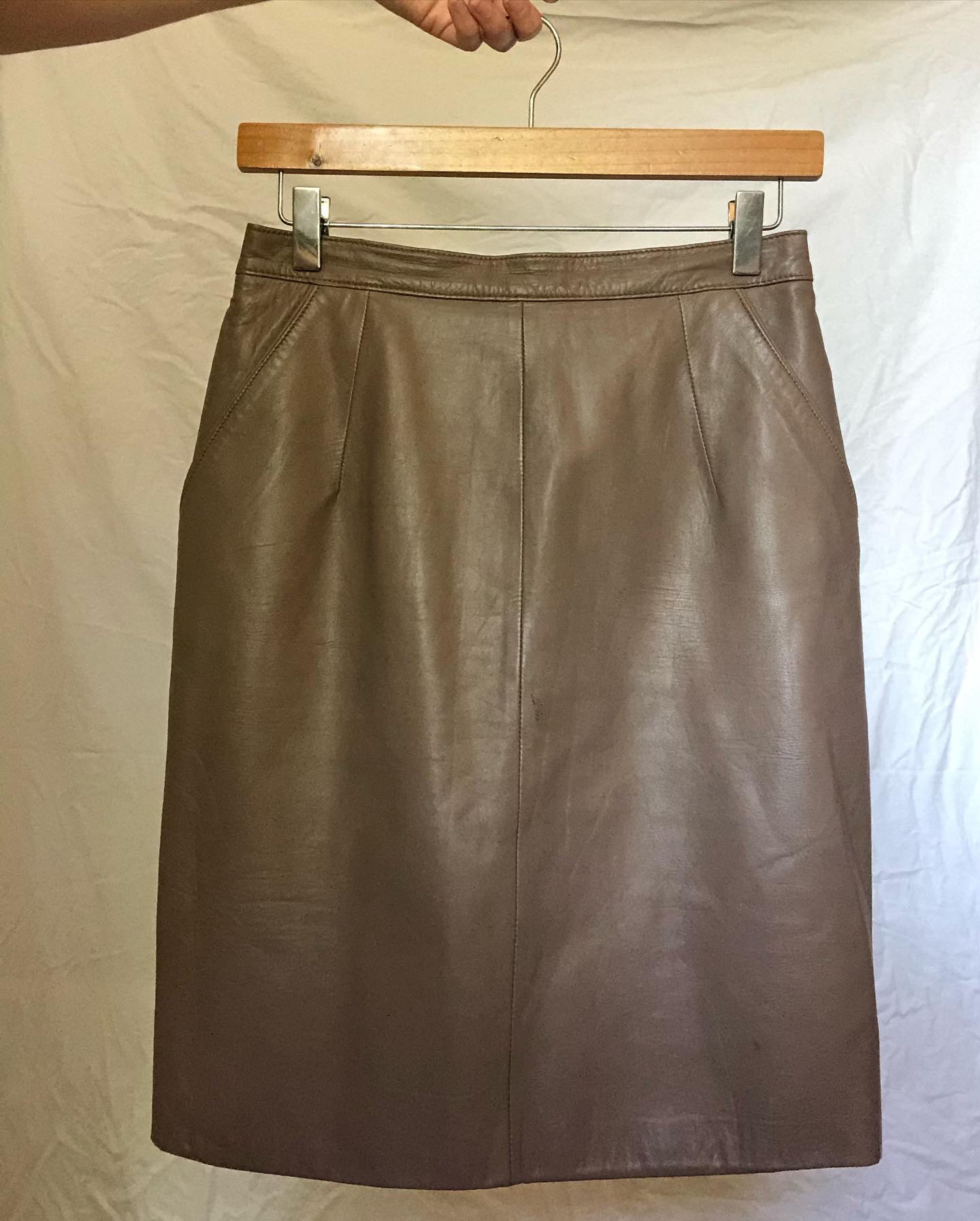 Vintage Buttery Soft Taupe Leather Pencil Skirt - Etsy UK