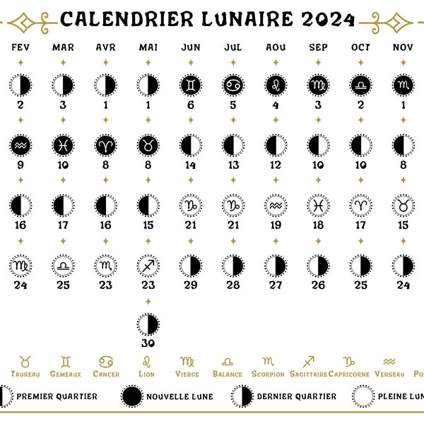 2024 Aimant de calendrier lunaire - phases lunaires - Déco de réfrigérateur - Accessoires de cuisine - Fabriqué au Canada * FRANÇAIS**